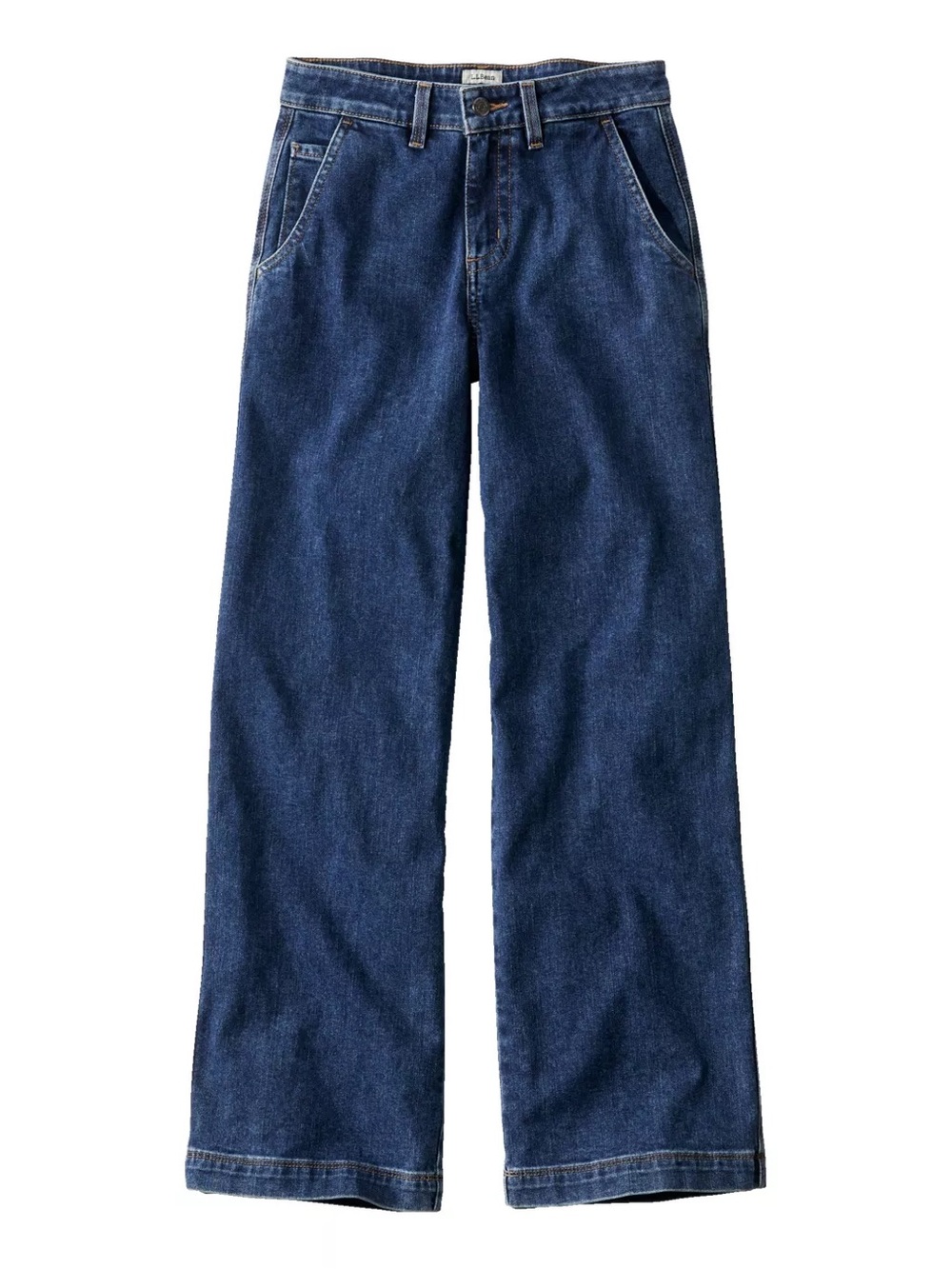 LL Bean Classic Fit 207 Wide Leg High Waisted Jeans in “Washed Indigo”, Size 10